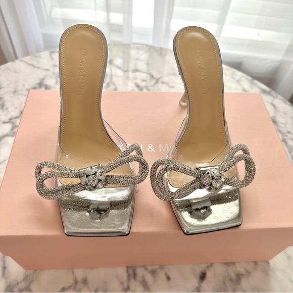 MACH & MACH
Double Bow embellished PVC mules SILVER - Picture 2 of 10